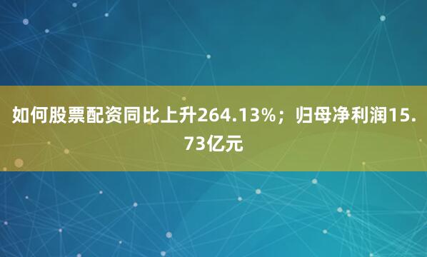 如何股票配资同比上升264.13%；归母净利润15.73亿元